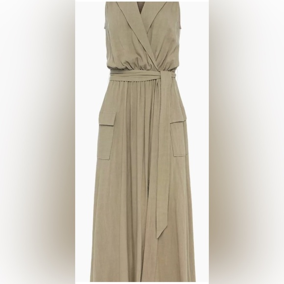 L'AGENCE Mayer Military Linen Blend Wrap
Dress Covert Green Sz L NWT - Picture 5 of 6